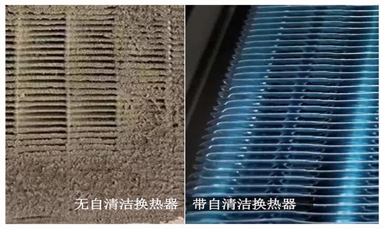 Comparison of heat exchange fins before and after cleaning